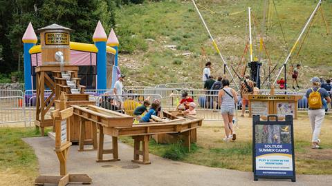 Mining sluice and climbing wall at Solitude Adventure Park