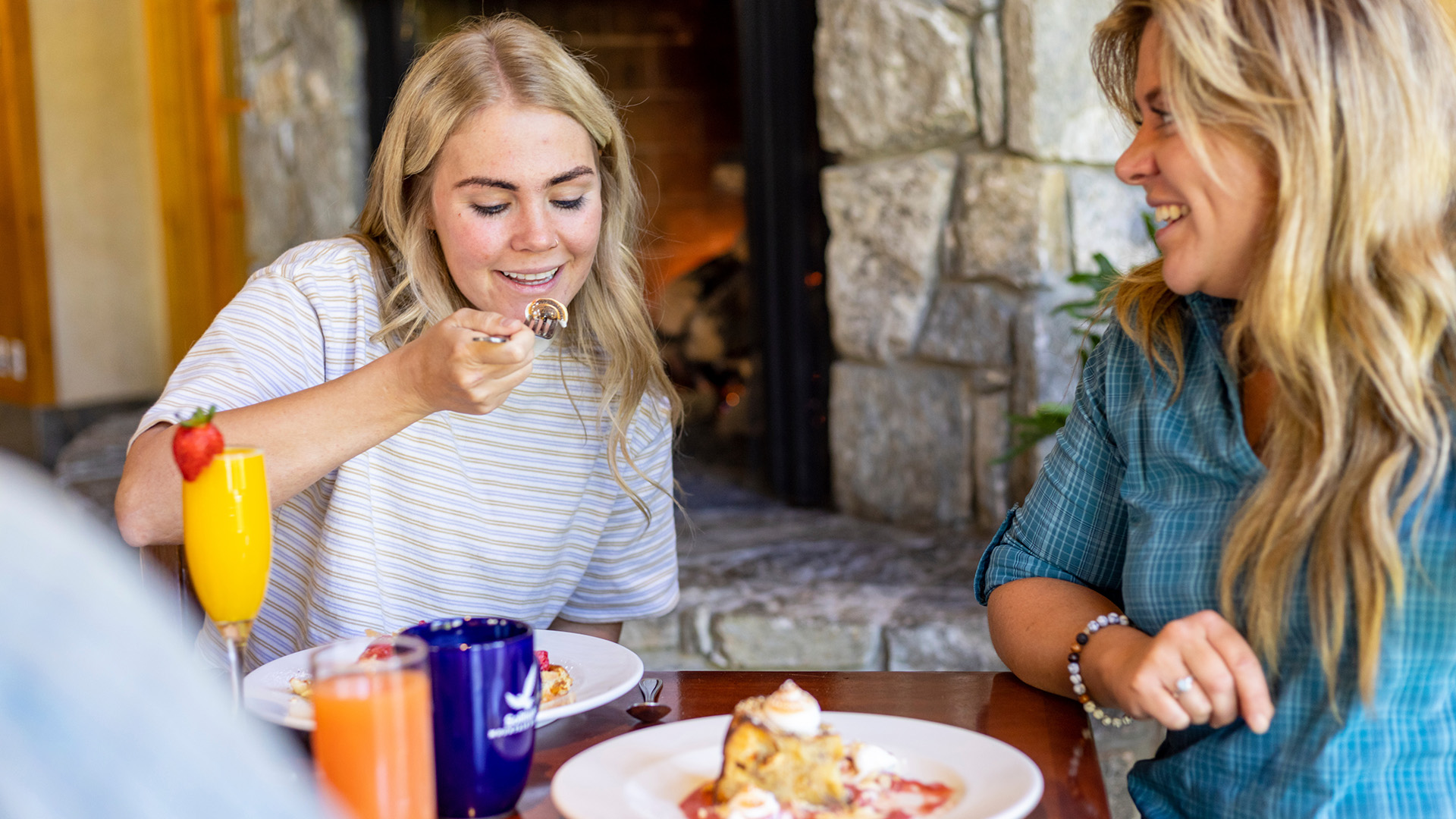 Friends enjoying brunch at St. Bernard's at Solitude Mountain Resort