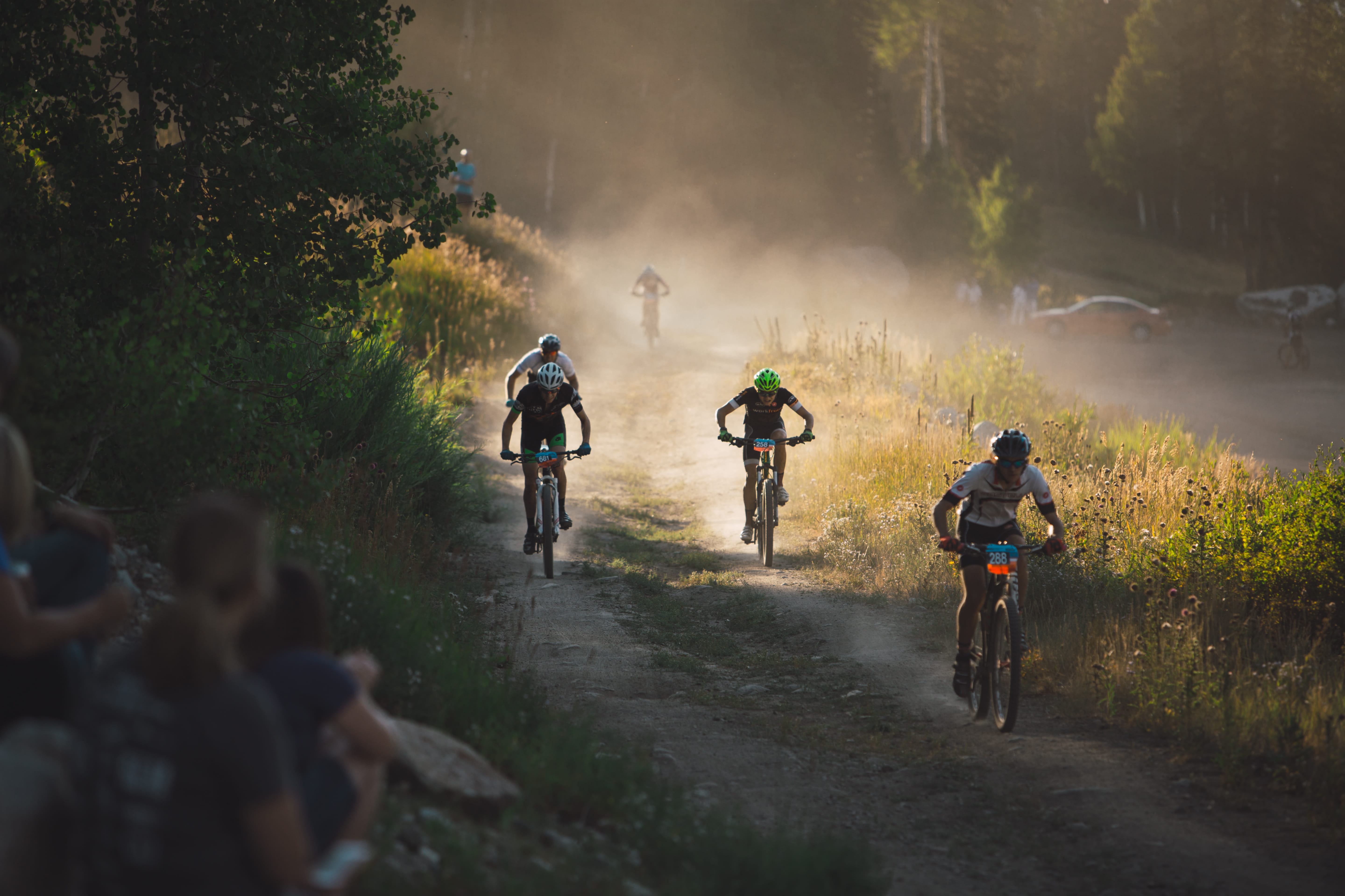 Mountain Bike race on mountain trail