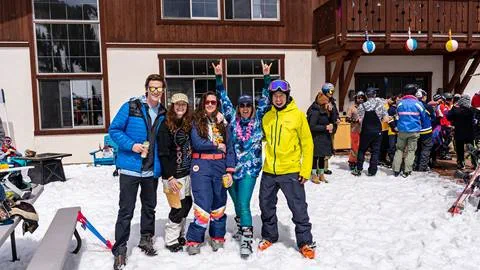 Friends celebrating closing day at Solitude Mountain Resort