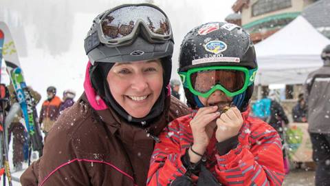 A mother and her son celebrate Mother's Day at Solitude Mountain Resort