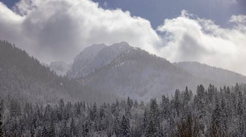 Storm clouds rise over Solitude Mountain Resort's Honeycomb Canyon