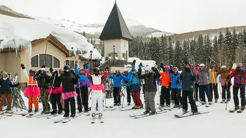 Ladies enjoying Ladies Laps with The North Face at Solitude Mountain Resort on International Women's Day