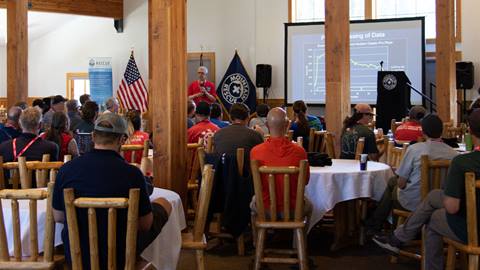 Group conference meeting in Last Chance Lodge at Solitude Mountain Resort