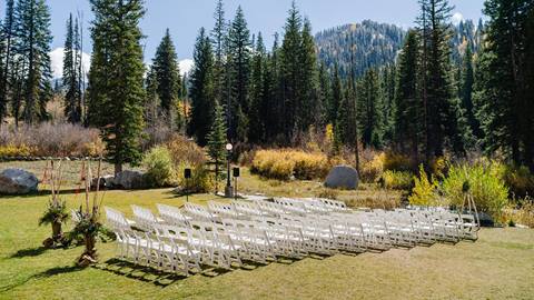 Scenic outdoor summer wedding venue at Solitude Mountain Resort