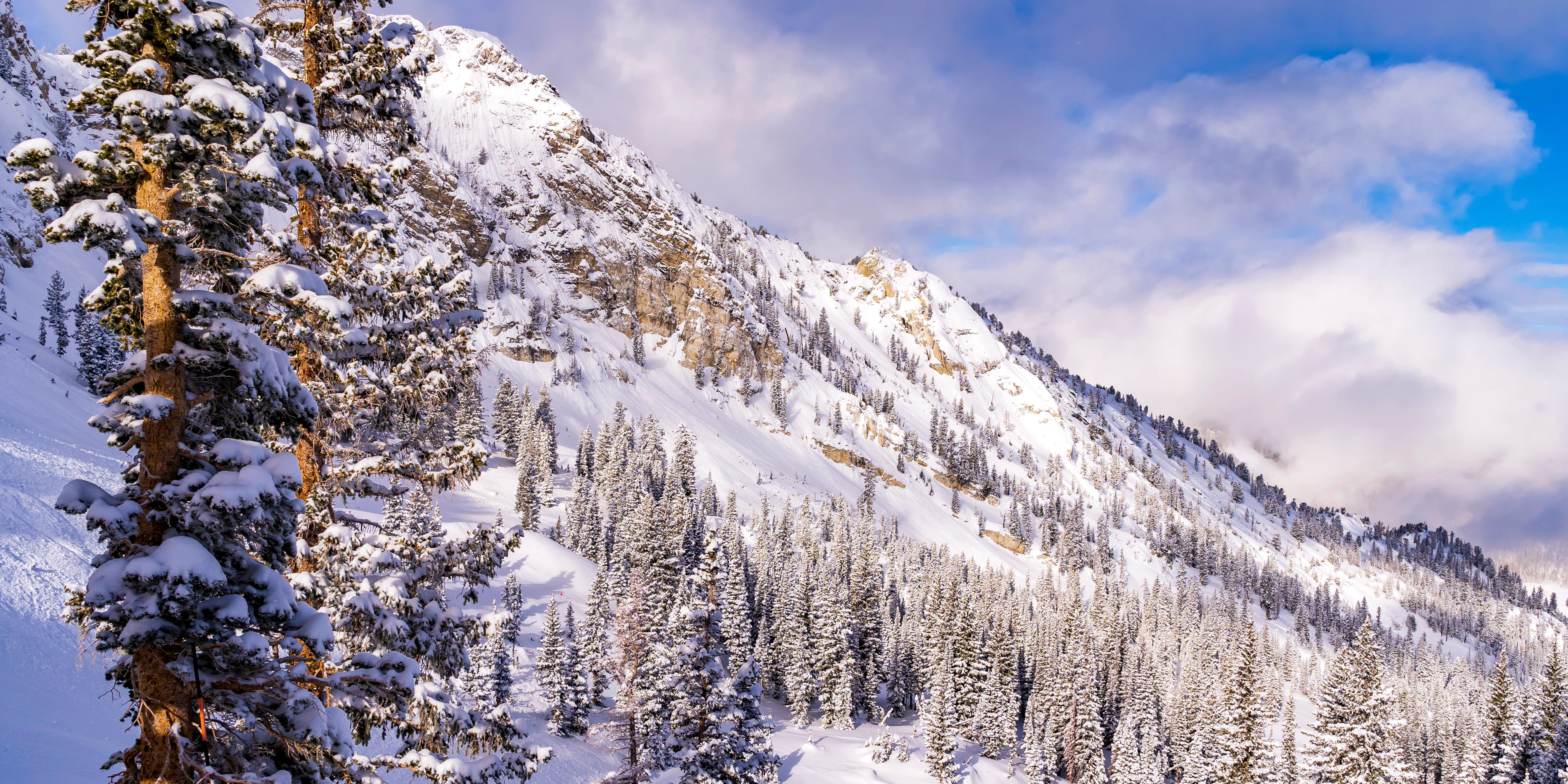 Sunny bluebird day in Honeycomb Canyon with a view of Fantasy Ridge