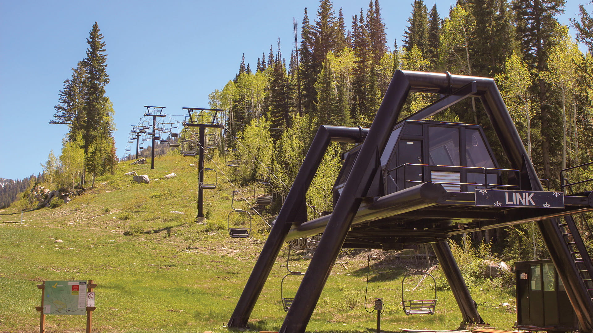 Link chairlift during summer