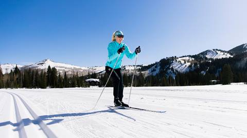 A person skate skiing at the Solitude Nordic Center