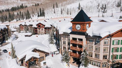 Aerial view of the lodging options at Solitude