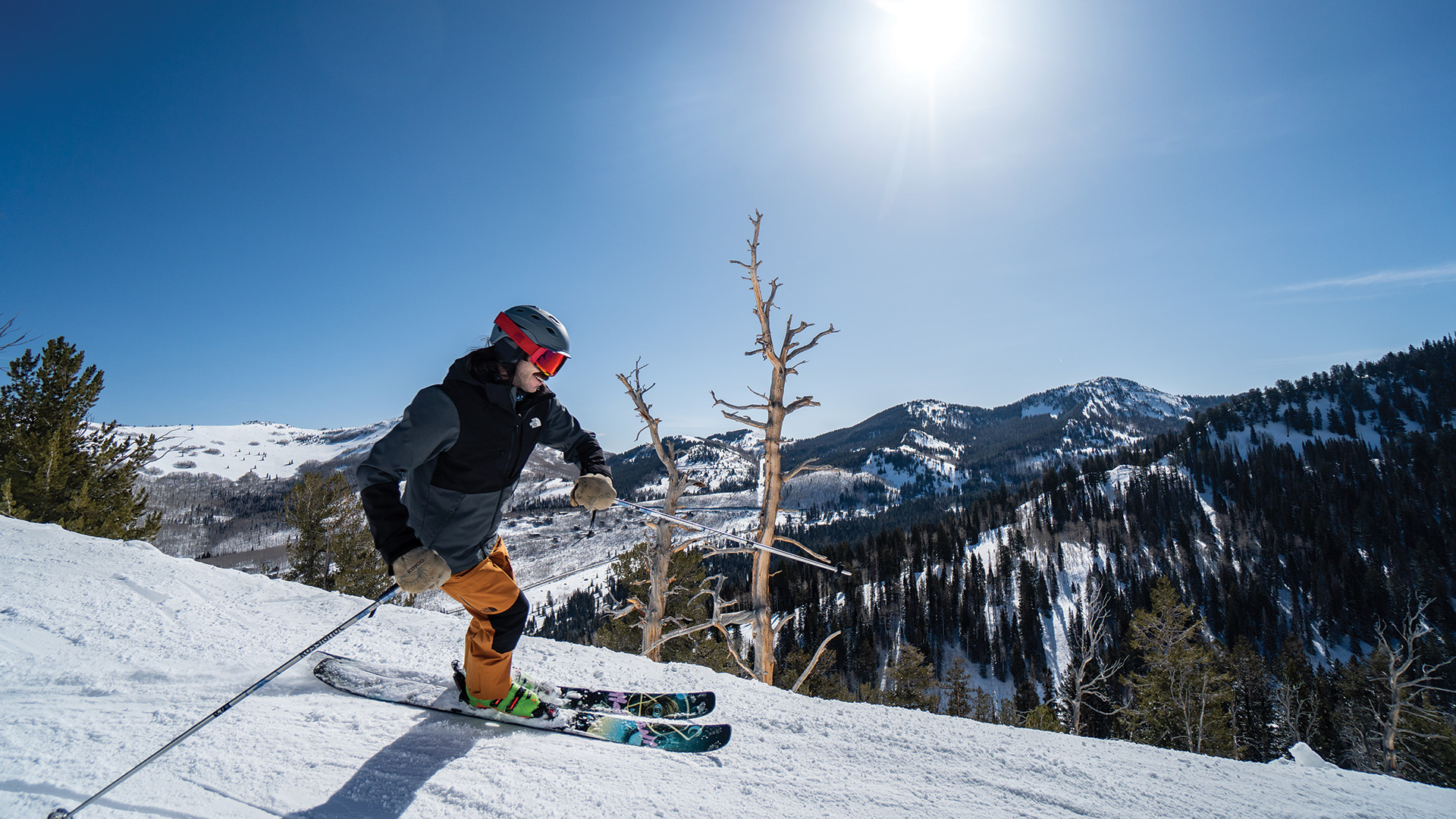 Skier skiing midweek at Solitude Mountain Resort