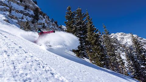 Shannan Yates Snowboarding in Honeycomb Canyon 