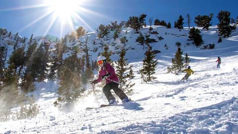 Big Mountain Team skiers at Solitude Mountain Resort explore Honeycomb Canyon