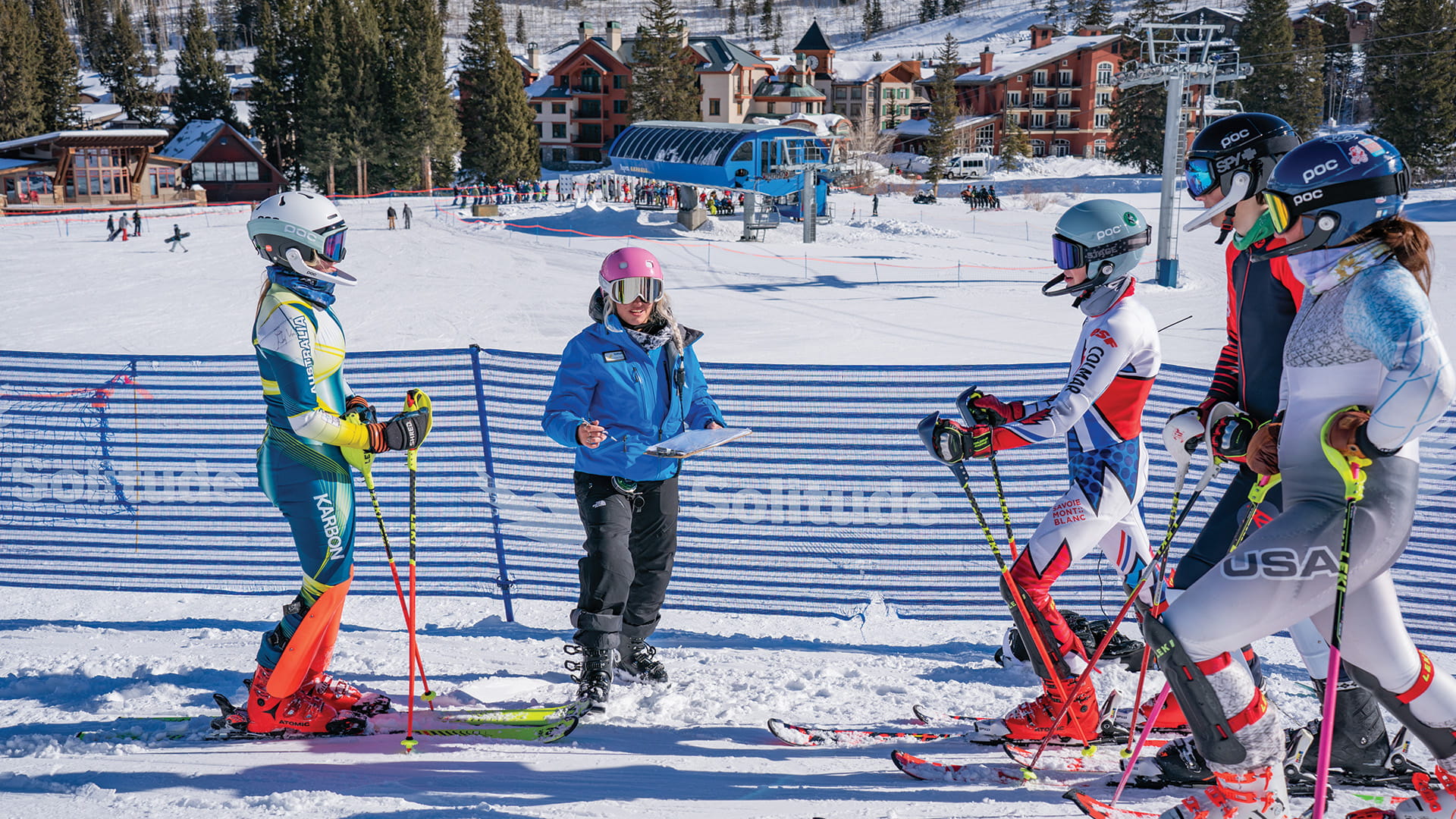 Solitude Race Team skiers getting pointers from their coach