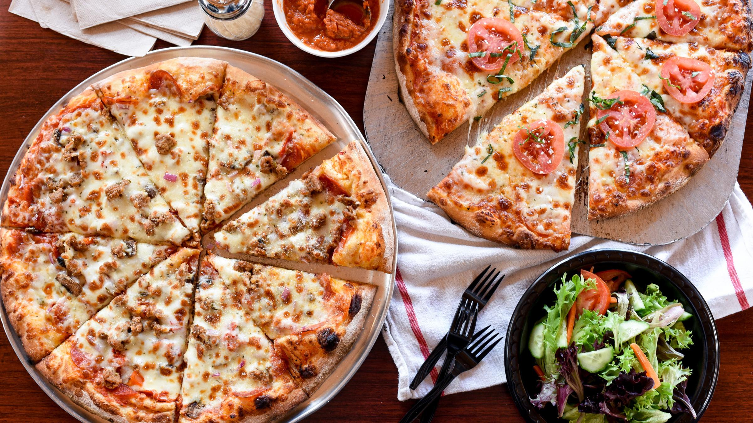 Pizza and salad from the Stone Haus Pizzeria