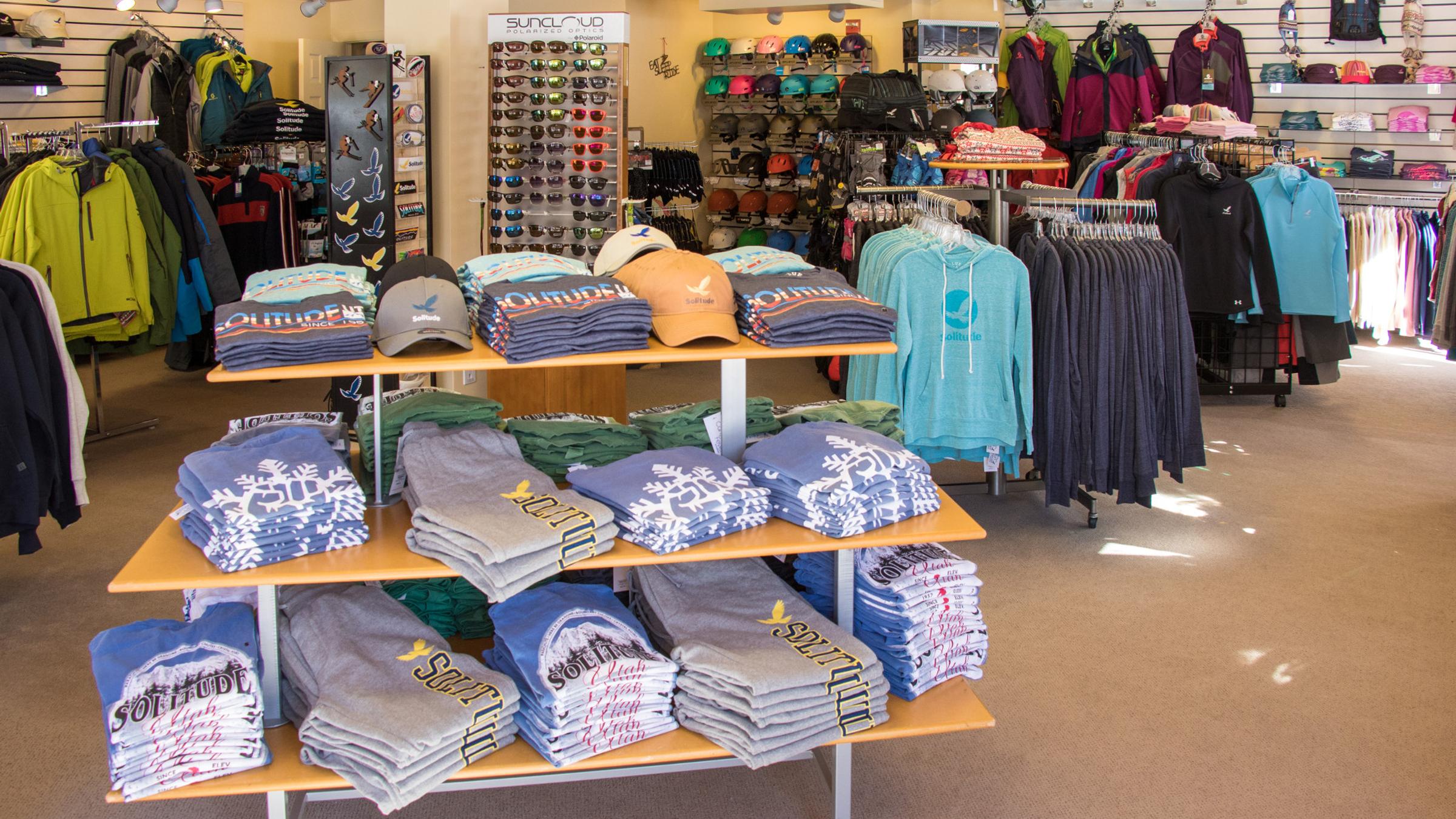 Clothing out on display in the retail store