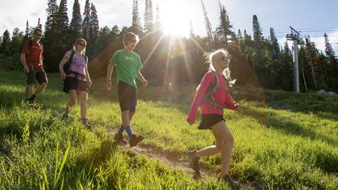 Family hiking at Solitude