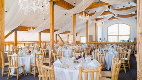 Wedding Reception Setup inside Last Chance Lodge