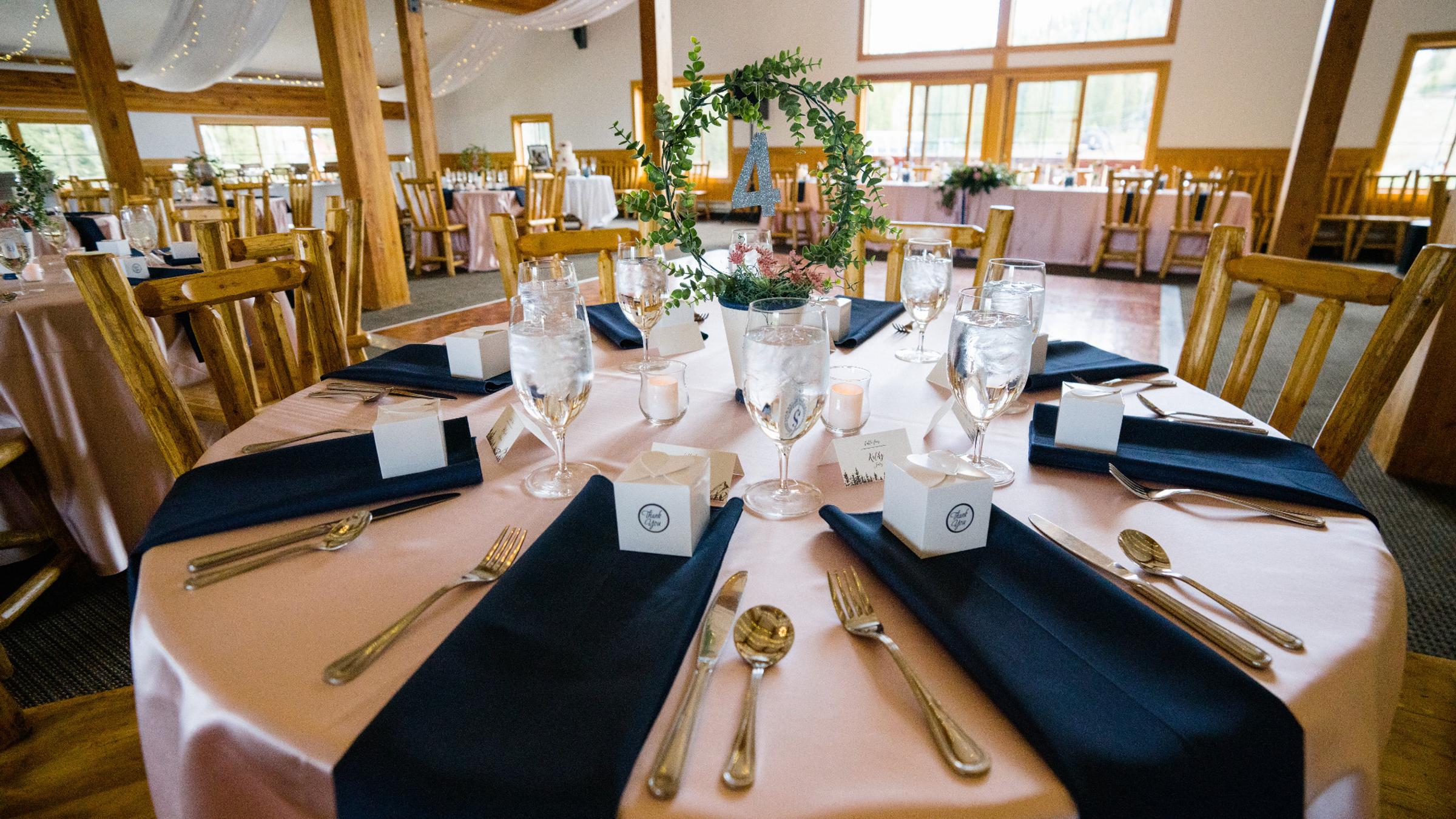 Wedding Reception Table Set Up inside Last Chance Lodge