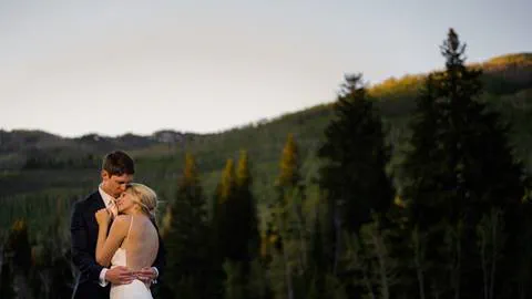 Bride and Groom at Solitude during sunset