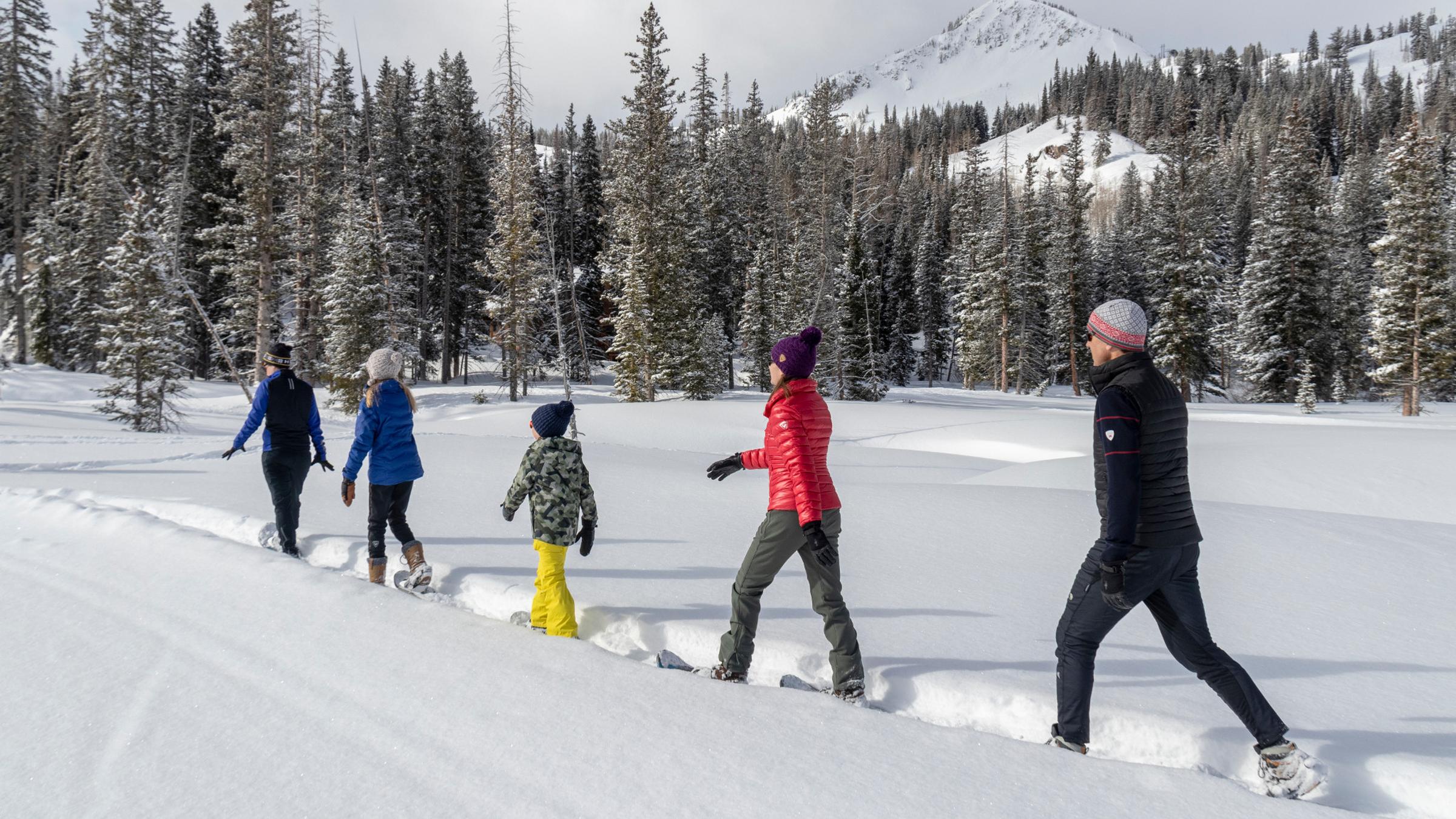 A family snowshoeing 
