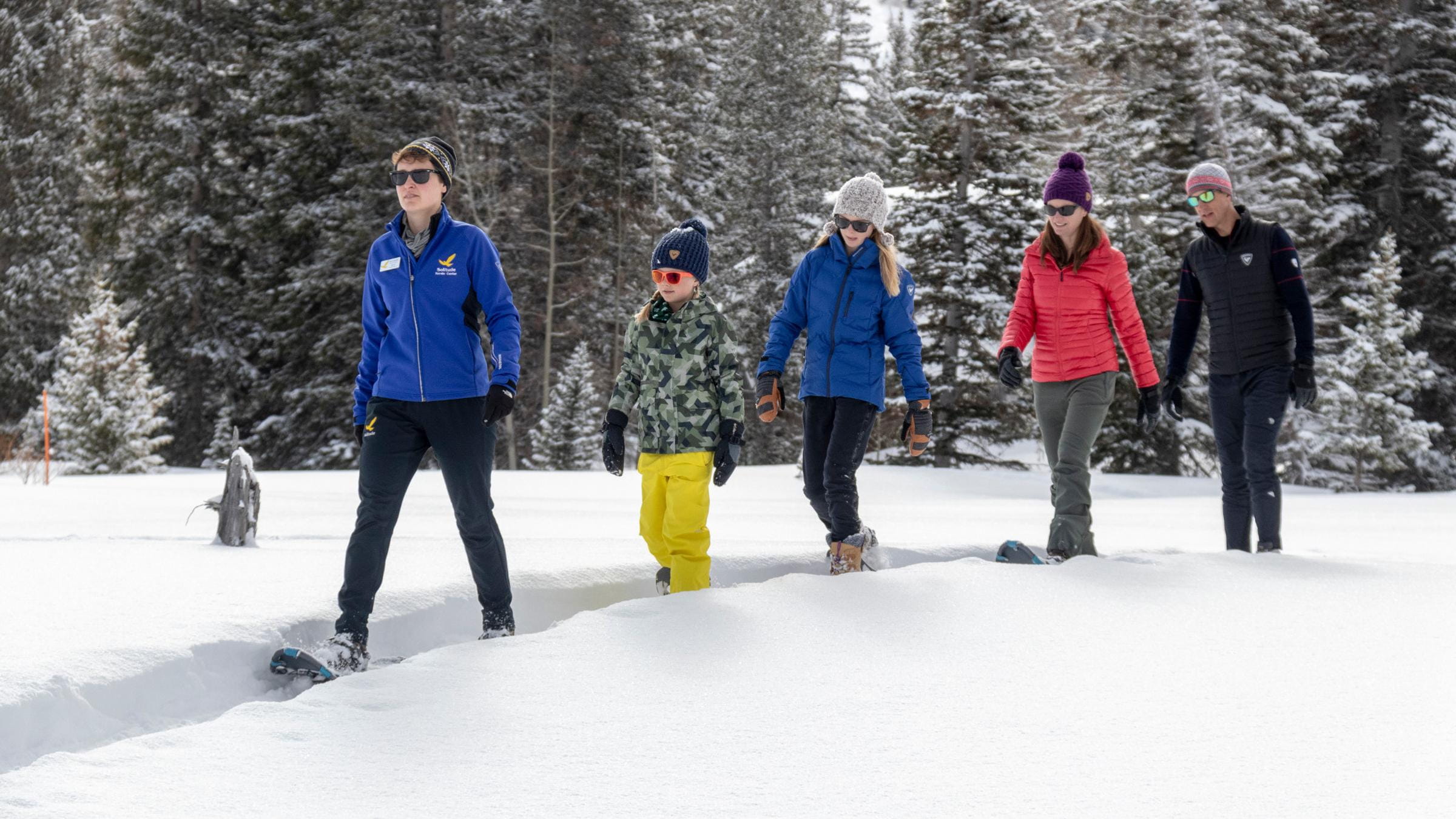 A family snowshoeing 