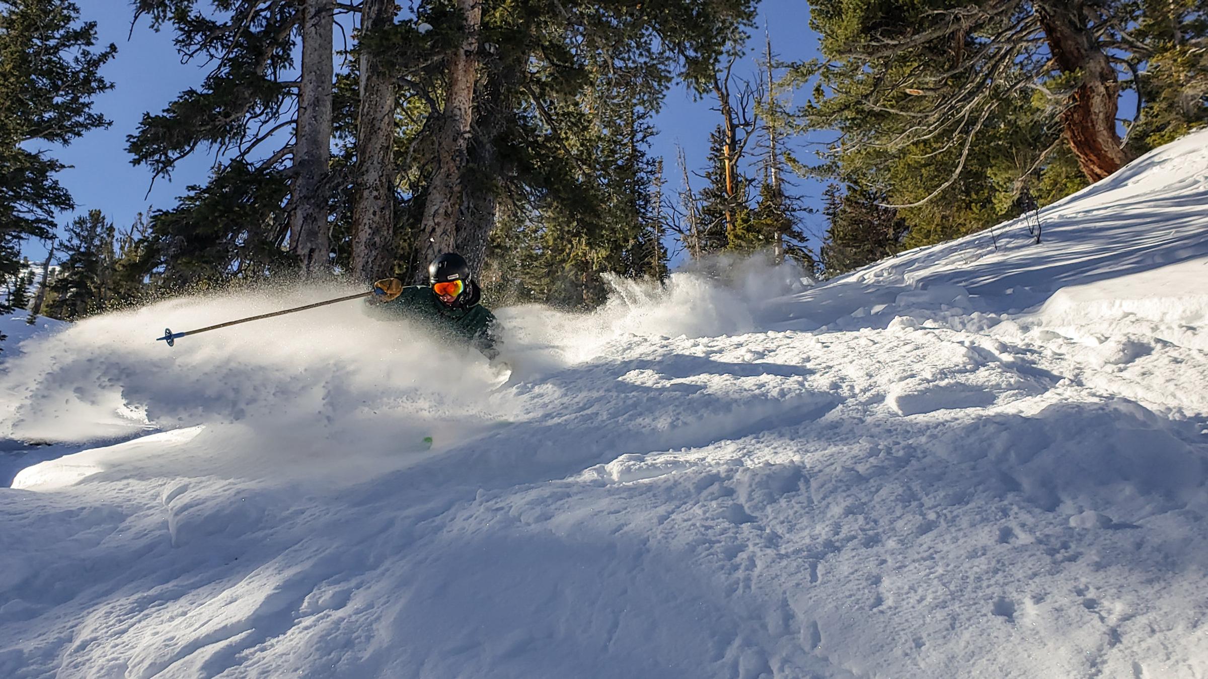Big Mountain Athlete Skis Powder