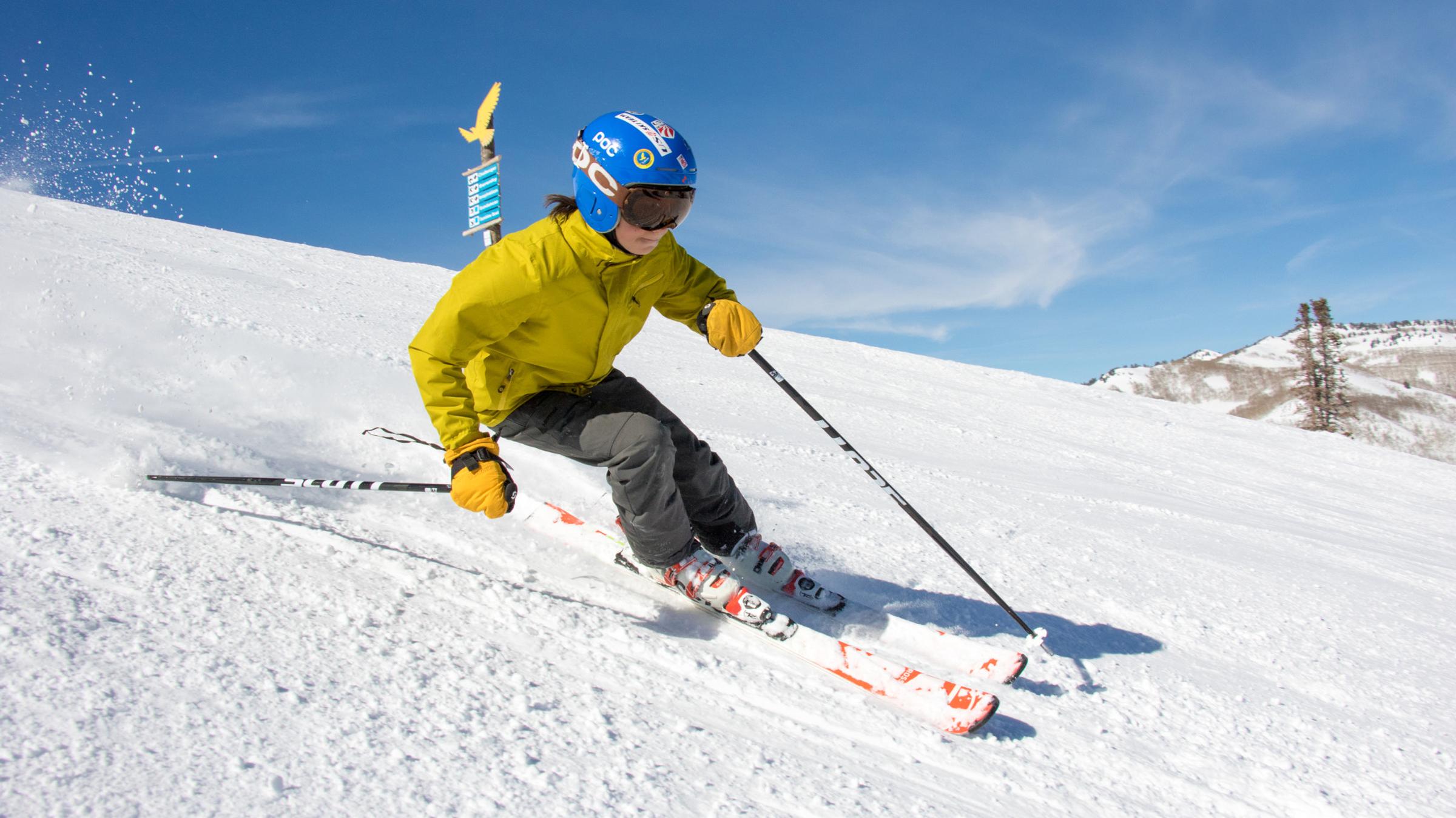 Carving turns in Sunshine Bowl, "DEVO Team"