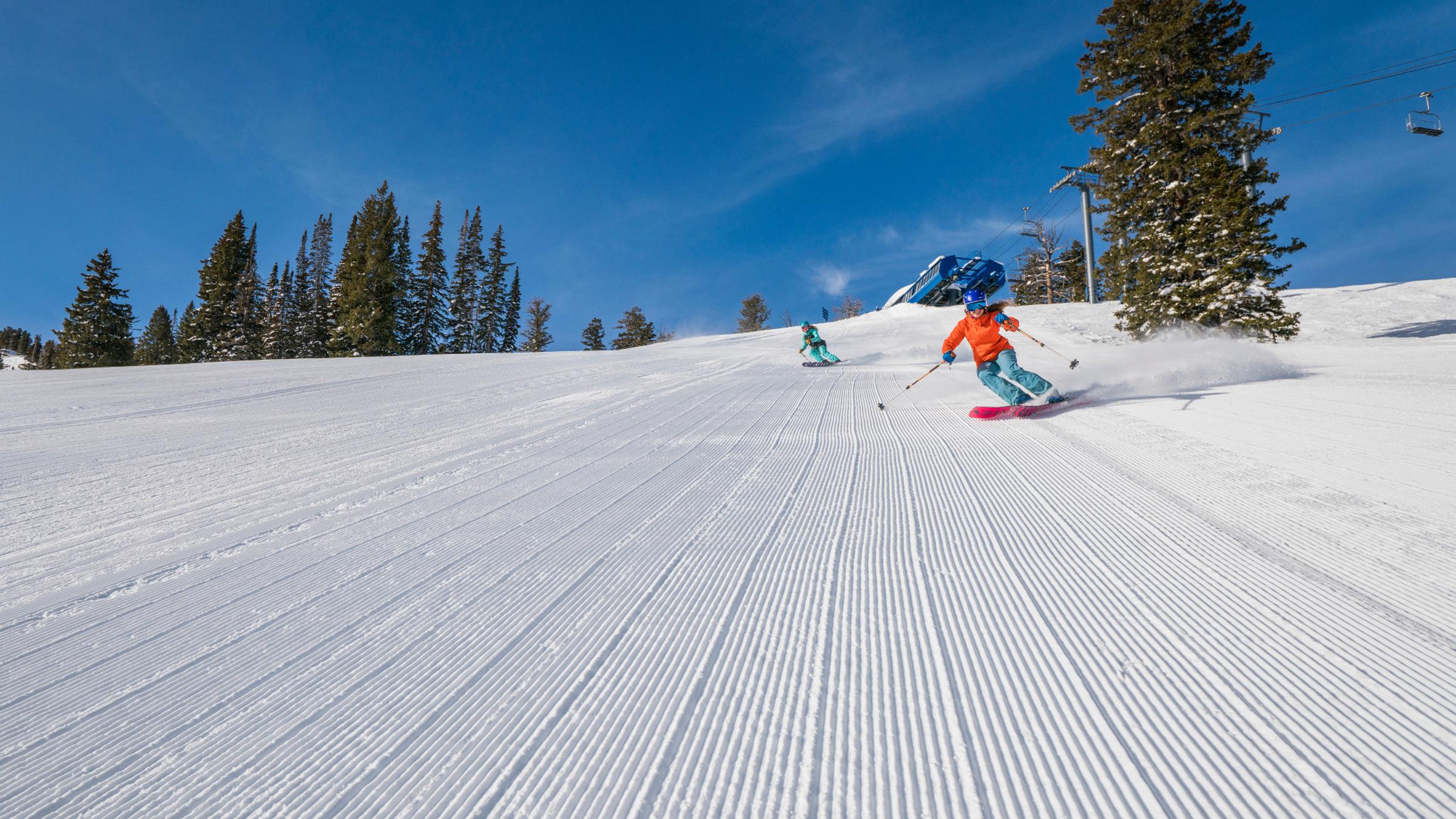 Skier enjoys perfect groomers
