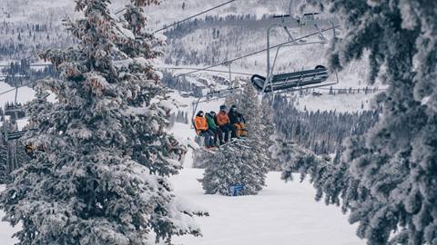 Skiers on Powderhorn Lift